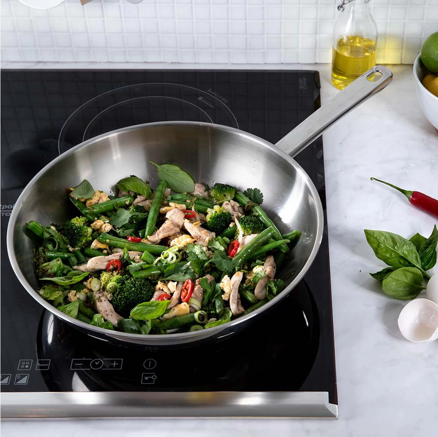 BK Wokpan Bright RVS - ø 28 Cm - Zonder Anti-aanbaklaag - Afbeelding 4