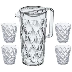 Koziol Schenkkan / Karaf - Onbreekbaar Superglas - Crystal 1.6 Liter Met 4 Waterglazen - 250 Ml