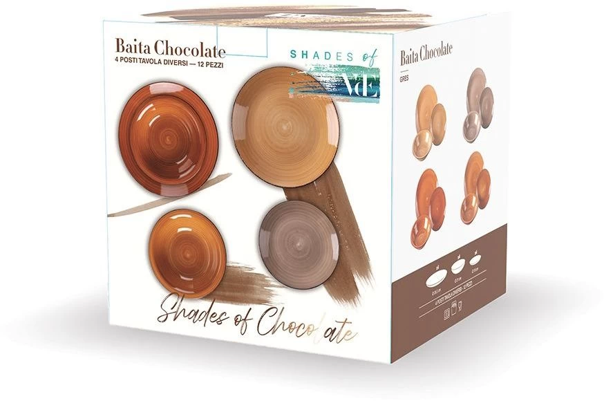 Villa D'Este Serviesset Baita - Chocolate - 12-delig / 4 Personen - Afbeelding 7