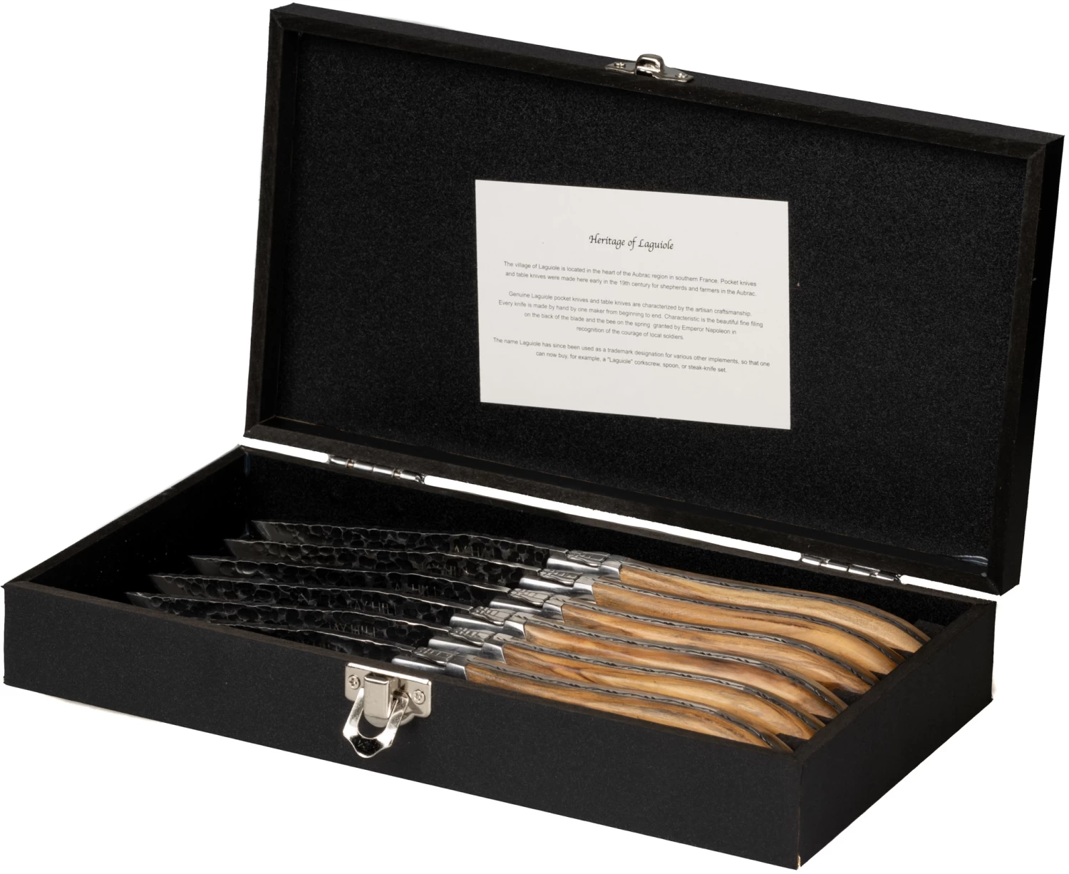 Jay Hill Steakmessen Laguiole - Raw Black - Olijfhout - 6 Stuks - Afbeelding 4
