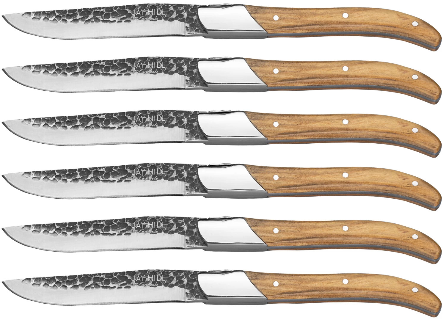Jay Hill Steakmessen Laguiole - Raw Black - Olijfhout - 6 Stuks - Afbeelding 5