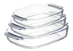 Sareva Ovenschalen - Hittebestendig Glas - 2 / 2.7 / 3.8 Liter - 3 Delige Set