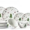 Studio Tavola Kerstservies - Porselein - Rood - 18-delig / 6 Personen