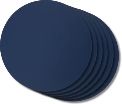 Jay Hill Placemats - Vegan Leer - Grijs / Blauw - Dubbelzijdig - ø 38 Cm - 6 Stuks